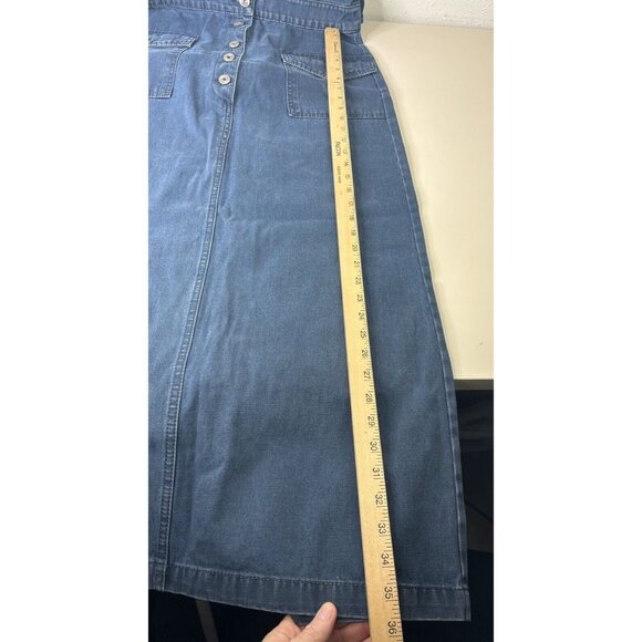 VTG Neways Sz 38 (8) Maxi Button Comfy Dark Denim Dress Sleeveless Collared NWT - Picture 4 of 10